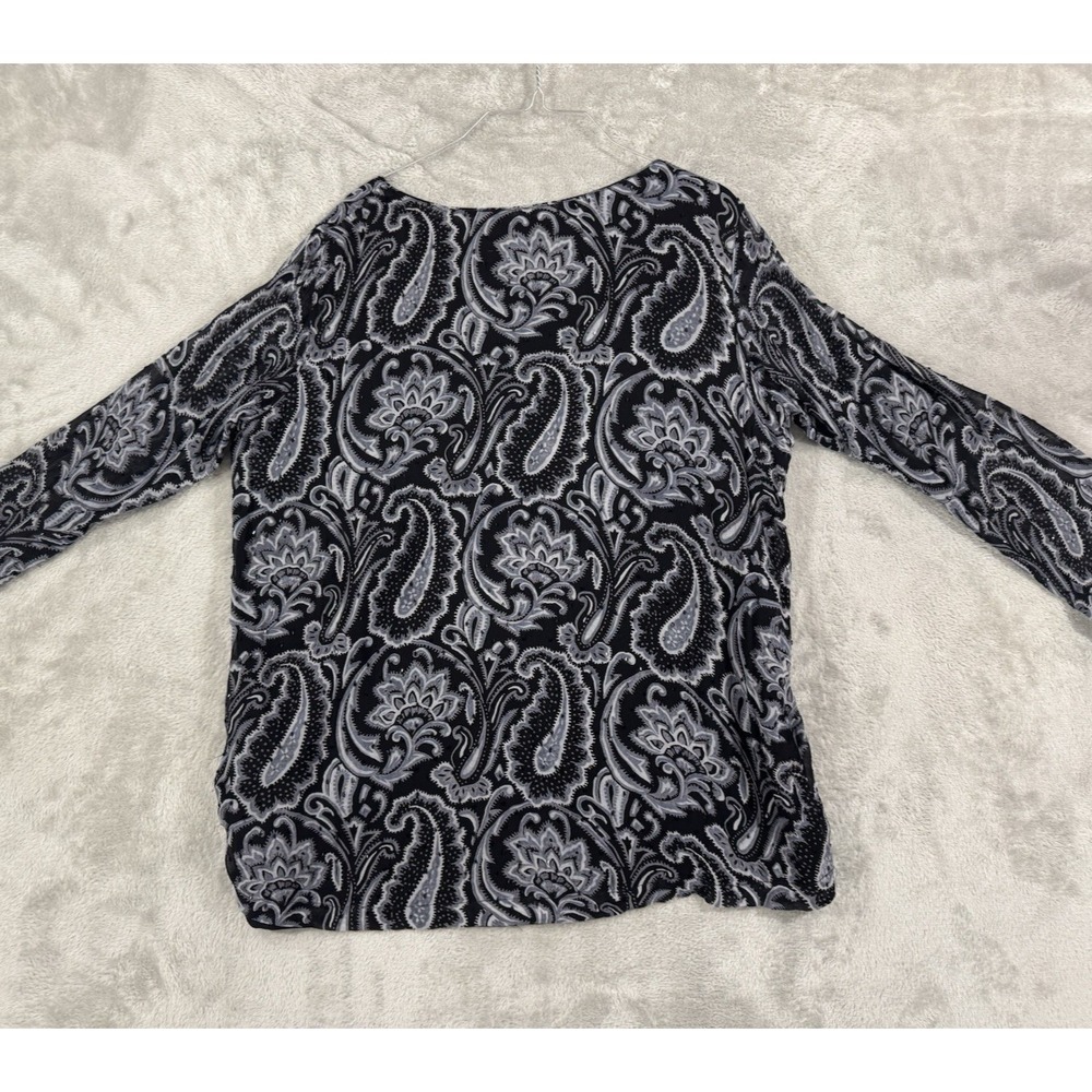 Lola P Womens Top L Paisley Floral Beaded Semi Sheer Layered Gothic Whimsigoth - Picture 2 of 13